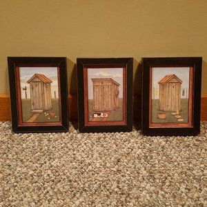 Set of 3 Rustic Outhouse Pictures